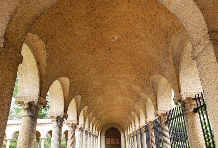 Stucco colonnade at Franciscan Monastery in Northeast Washington, DC.
