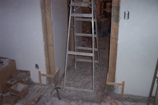 round corner, with lath and plaster