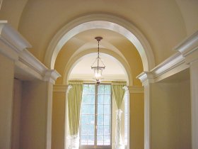plaster arches and
                  moldings, gothic vault ceiling.