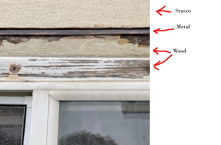 Reglet flashing leaks on this stucco house.