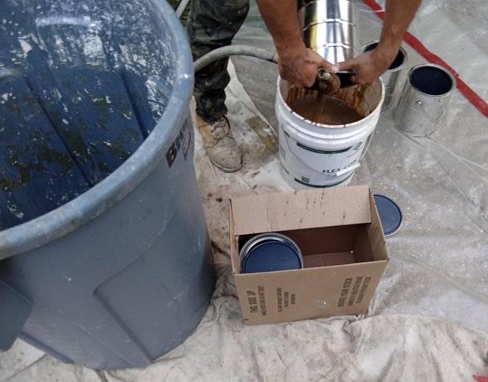 We mixed up 20 gallons of our mix in a garbage can.