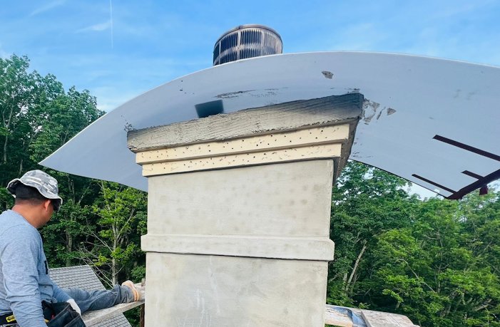 Correx roof over a chimney.