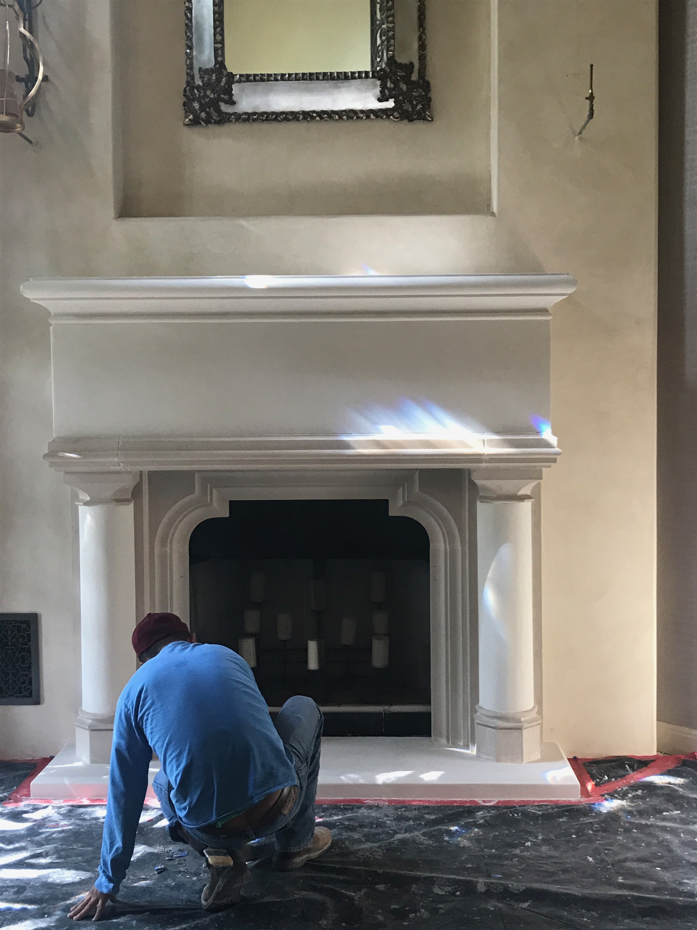 Custom plaster fireplace