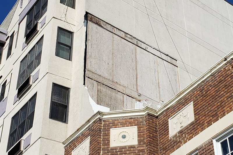 EIFS blowing off on Wisconsin Ave. in Washington, DC