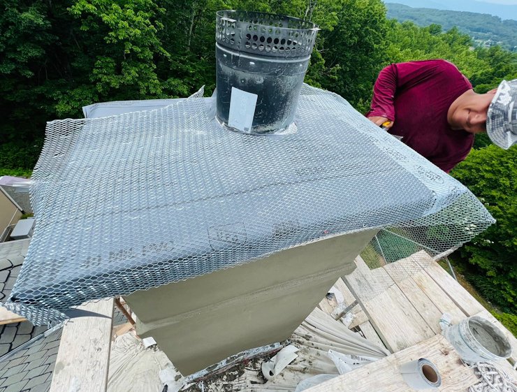 Rubber membrane on chimney in Charlottesville, Virginia