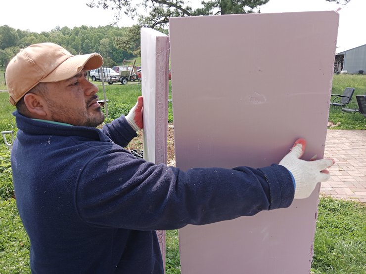 Metal roof is protected with styrofoam