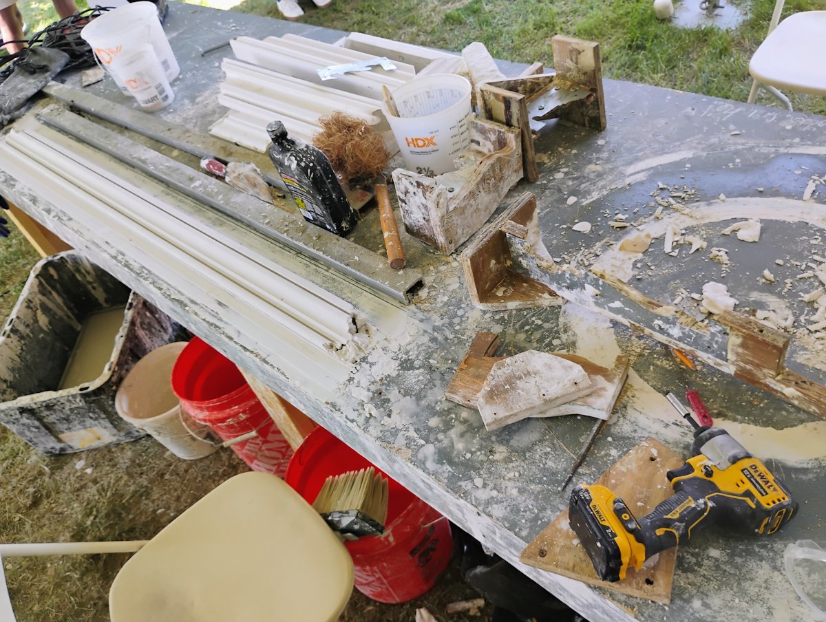 Finished molding on the bench.