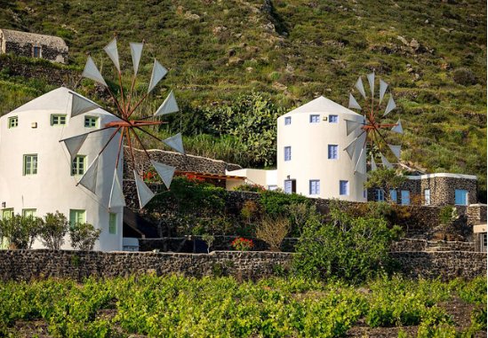 Windmill villa houses in Greece