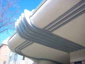 art-deco
                style stucco canopy