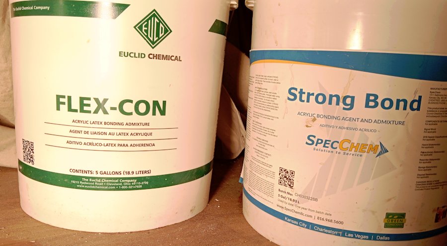 Two examples of bonding admixtures for cement stucco.