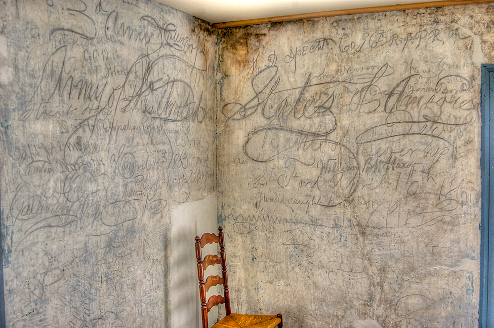Soldiers wrote and drew on the walls.