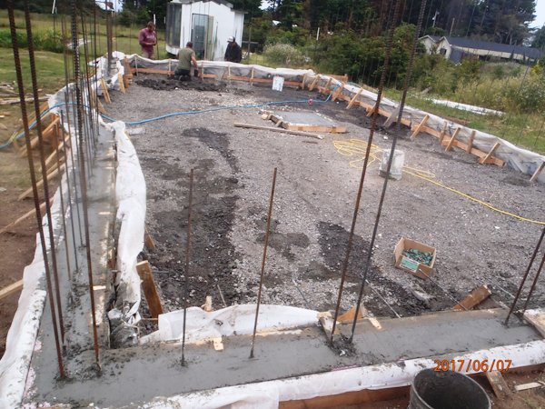 Outbuilding concrete pour showing 4 inch foam forms.